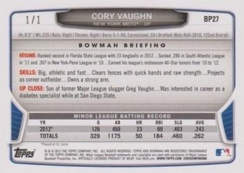 2013 Bowman - Prospects Red #BP27 Cory Vaughn Back