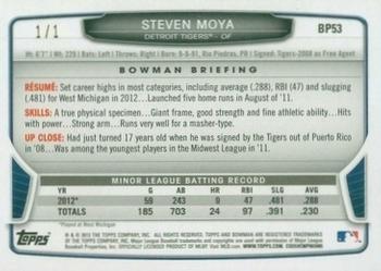 2013 Bowman - Prospects White Ice #BP53 Steven Moya Back