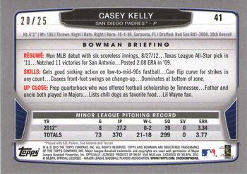 2013 Bowman - Red Ice #41 Casey Kelly Back