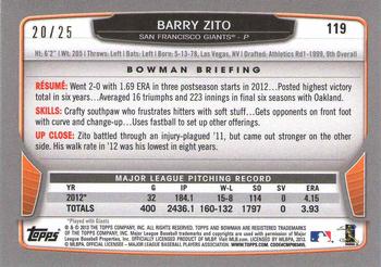 2013 Bowman - Red Ice #119 Barry Zito Back