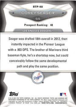 2013 Bowman - Top 100 Prospects #BTP-48 Corey Seager Back