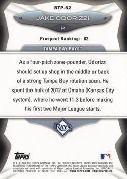 2013 Bowman - Top 100 Prospects #BTP-62 Jake Odorizzi Back