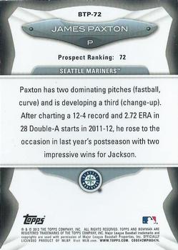 2013 Bowman - Top 100 Prospects #BTP-72 James Paxton Back
