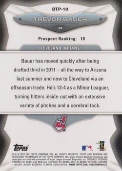 2013 Bowman - Top 100 Prospects #BTP-10 Trevor Bauer Back