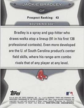 2013 Bowman - Top 100 Prospects #BTP-43 Jackie Bradley Jr. Back
