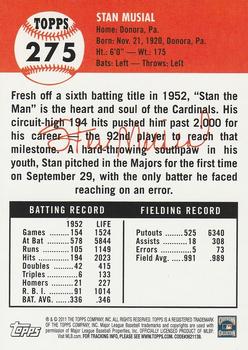 2011 Topps - 60 Years of Topps: The Lost Cards Original Back #275 Stan Musial Back