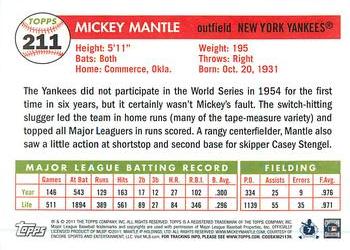 2011 Topps - 60 Years of Topps: The Lost Cards Original Back #211 Mickey Mantle Back