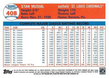 2011 Topps - 60 Years of Topps: The Lost Cards Original Back #408 Stan Musial Back