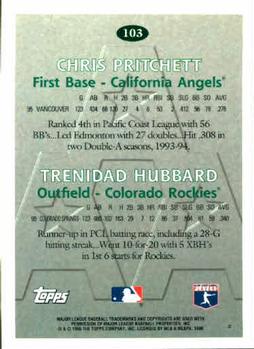 1996 Topps #103 Chris Pritchett / Trenidad Hubbard Back