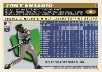 1996 Topps #46 Tony Eusebio Back