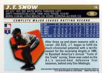 1996 Topps #59 J.T. Snow Back