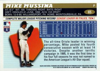 1996 Topps #65 Mike Mussina Back