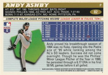 1996 Topps #82 Andy Ashby Back
