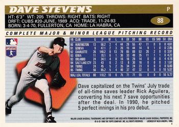1996 Topps #88 Dave Stevens Back
