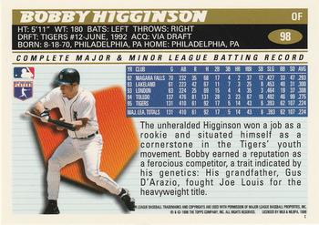 1996 Topps #98 Bobby Higginson Back