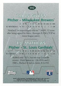 1996 Topps #102 Brian Givens / T.J. Mathews Back