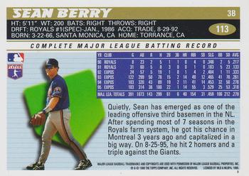 1996 Topps #113 Sean Berry Back