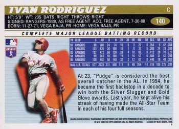 1996 Topps #140 Ivan Rodriguez Back