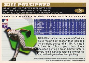 1996 Topps #144 Bill Pulsipher Back