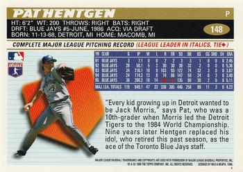 1996 Topps #148 Pat Hentgen Back