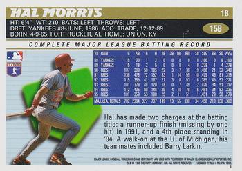 1996 Topps #158 Hal Morris Back