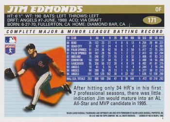 1996 Topps #171 Jim Edmonds Back