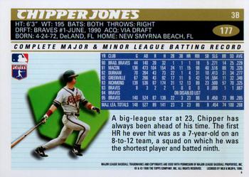 1996 Topps #177 Chipper Jones Back