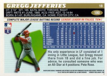 1996 Topps #180 Gregg Jefferies Back