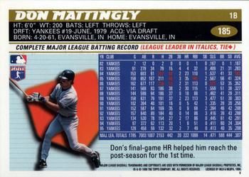 1996 Topps #185 Don Mattingly Back