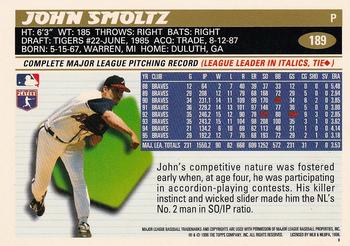 1996 Topps #189 John Smoltz Back