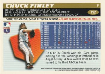 1996 Topps #192 Chuck Finley Back
