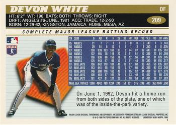 1996 Topps #209 Devon White Back