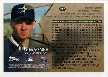 1996 Topps #212 Billy Wagner Back