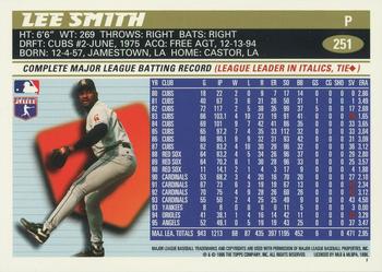 1996 Topps #251 Lee Smith Back