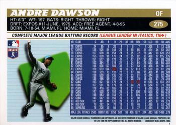 1996 Topps #275 Andre Dawson Back