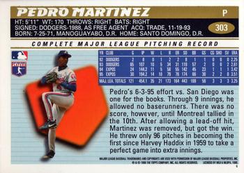 1996 Topps #303 Pedro Martinez Back