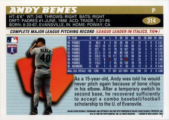 1996 Topps #314 Andy Benes Back