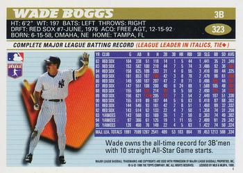 1996 Topps #323 Wade Boggs Back