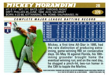 1996 Topps #370 Mickey Morandini Back