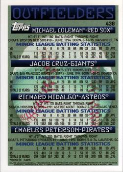 1996 Topps #438 Michael Coleman / Jacob Cruz / Richard Hidalgo / Charles Peterson Back