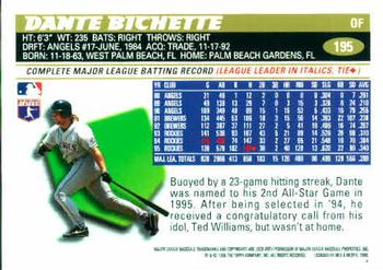 1996 Topps #195 Dante Bichette Back