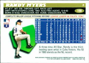 1996 Topps #198 Randy Myers Back