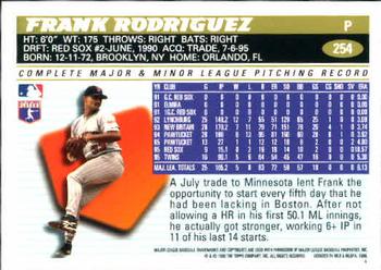 1996 Topps #254 Frank Rodriguez Back