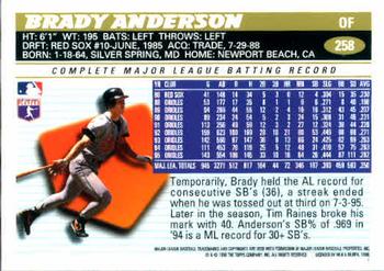 1996 Topps #258 Brady Anderson Back