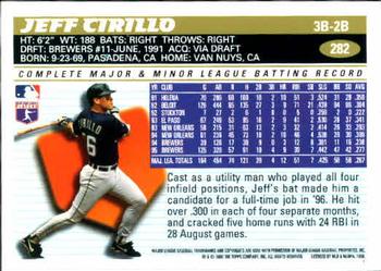 1996 Topps #282 Jeff Cirillo Back