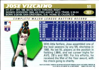 1996 Topps #307 Jose Vizcaino Back