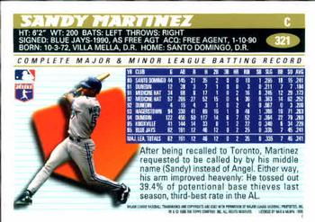 1996 Topps #321 Sandy Martinez Back