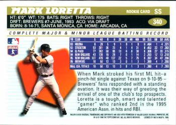 1996 Topps #340 Mark Loretta Back