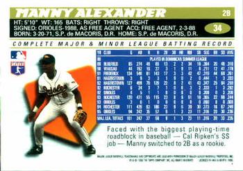 1996 Topps #34 Manny Alexander Back