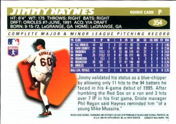 1996 Topps #354 Jimmy Haynes Back